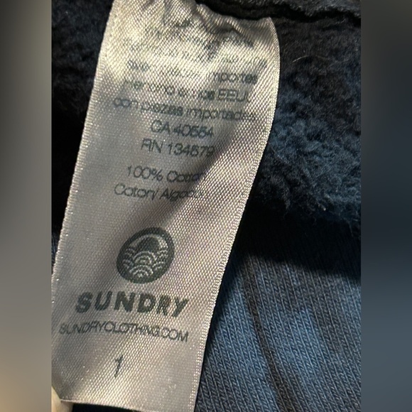 Sundry Evereve Women’s 1 S Blue Black Tie Dye Zip Crew Neck Pullover Sweatshirt - Picture 6 of 16